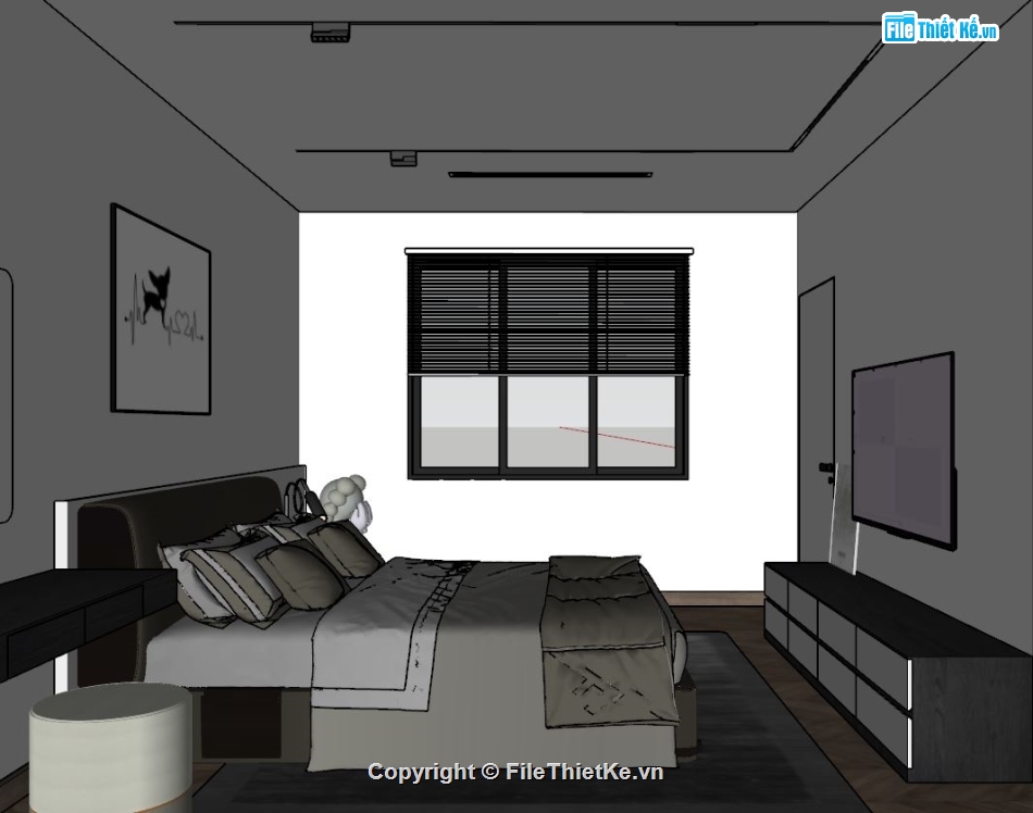 Nội thất phòng ngủ sketchup,Model phòng ngủ,sketchup nội thất phòng ngủ,phòng ngủ sketchup